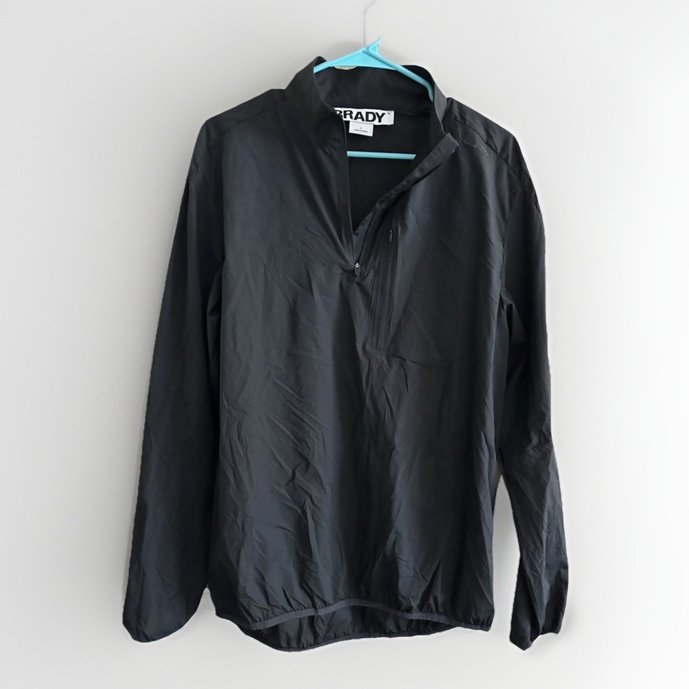 BRADY BRAND Jacket Mens Large Zero Weight Train‎ Half Zip Pullover Black Onyx